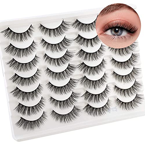 Newcally Lashes False Eyelashes Cat Eyes Wispy Natural Faux Mink Lashes 14 Pairs Pack Light Volume Short Fake Eye Lashes Multipack - Morena Vogue