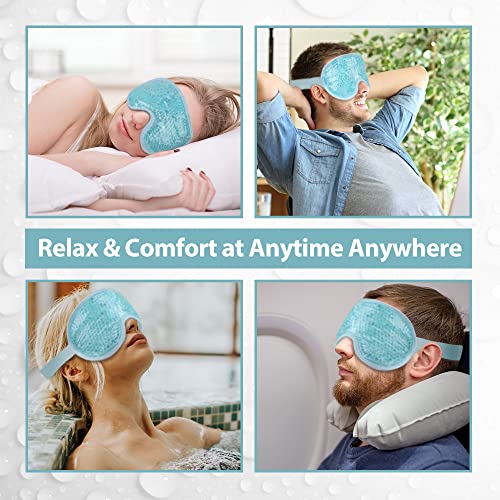 NEWGO Cold Eye Mask Cooling Eye Mask for Dry Eyes, Gel Eye Mask Eye Ice Pack Reusable Cold Eye Compress for Dark Circles, Migraines, Eye Surgery, Skin Care (Blue) - Morena Vogue