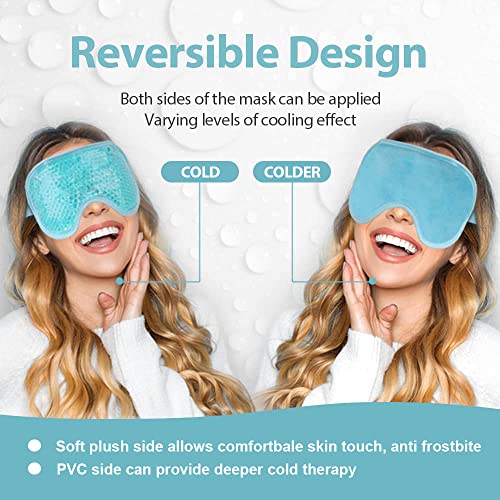 NEWGO Cold Eye Mask Cooling Eye Mask for Dry Eyes, Gel Eye Mask Eye Ice Pack Reusable Cold Eye Compress for Dark Circles, Migraines, Eye Surgery, Skin Care (Blue) - Morena Vogue