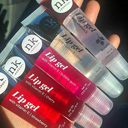 NICKA K NEW YORK VARIETY SET OF 5 NK Hydrating Lip Gel - Vitamin E (Clear, Rosehip Oil, Bubble Gum, Cherry, Strawberry) - Morena Vogue