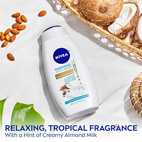 NIVEA Coconut and Almond Milk Body Wash with Nourishing Serum, 20 Fl Oz Bottle - Morena Vogue