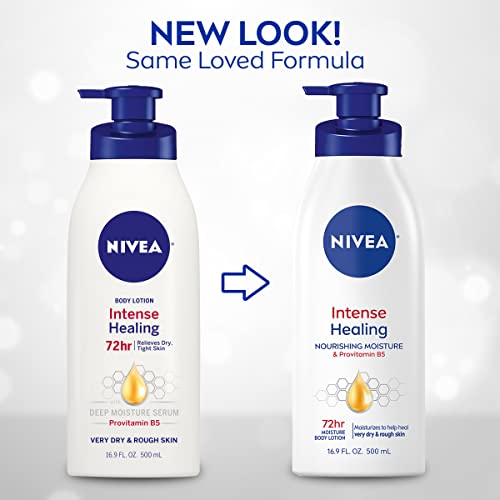 NIVEA Intense Healing Body Lotion, 72 Hour Moisture for Dry to Very Dry Skin, 16.9 Fl Oz Pump Bottle - Morena Vogue