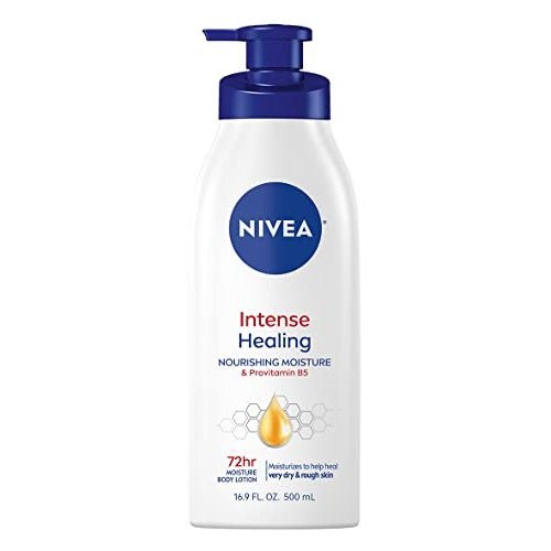 NIVEA Intense Healing Body Lotion, 72 Hour Moisture for Dry to Very Dry Skin, 16.9 Fl Oz Pump Bottle - Morena Vogue