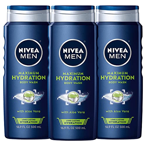 NIVEA MEN Maximum Hydration Body Wash, Aloe Vera Body Wash for Dry Skin, 16.9 Fl Oz (Pack of 3) - Morena Vogue