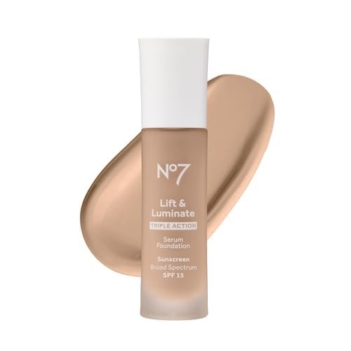 No7 Lift & Luminate Triple Action Serum Foundation - Cool Ivory - Liquid Foundation Makeup with SPF 15 for Dewy, Glowy Base - Radiant Serum Foundation for Mature Skin (30ml) - Morena Vogue