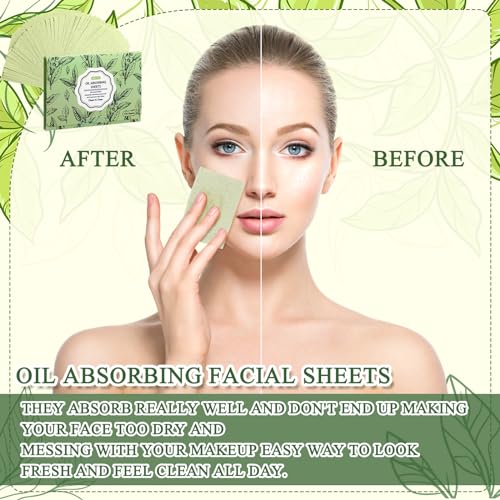 Noveread 5000 Counts Natural Oil Absorbing Facial Blotting Papers, Oil Blotting Sheets for Face Green Tea Oil Control Film Oil Absorbing Sheets for Oily Skin Care Blotting Paper for Women Men Makeup - Morena Vogue