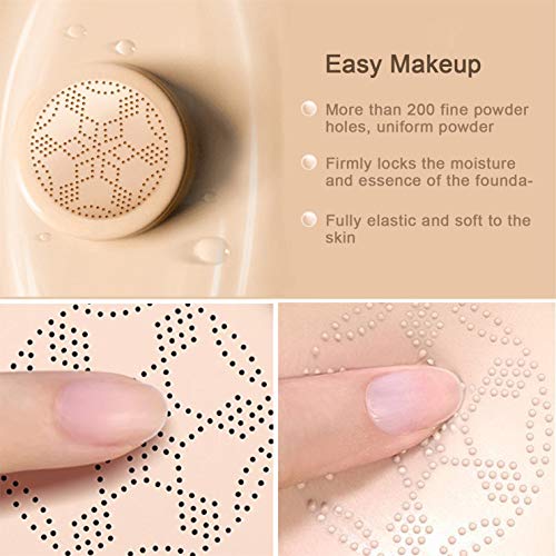 NUIBO Air Cushion CC Cream Mushroom Head, Moisturizing Concealer Makeup Base, Primer Liquid Foundation Long Lasting with Two Mushroom Makeup Sponges 【Natural】【Screw lid】 - Morena Vogue