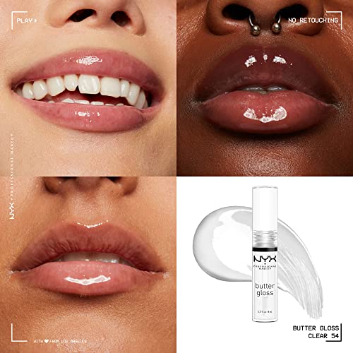 NYX PROFESSIONAL MAKEUP Butter Gloss, Non-Sticky Lip Gloss - Sugar Glass (Clear) - Morena Vogue