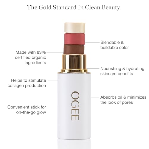 Ogee Face Stick Crystal Collection Trio - Contour Stick Makeup Collection - Certified Organic Contour Palette - Includes Bronzer Stick, Blush Stick & Highlighter Stick - Morena Vogue