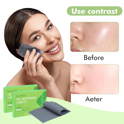 Oil Absorbing Sheets with Bamboo Charcoal - 4 Pack (480 sheets) Oil Blotting Sheets For Face, 20% More Makeup Friendly High-performance Handy Face Blotting Paper for Oily Skin - Morena Vogue