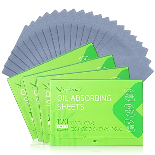 Oil Absorbing Sheets with Bamboo Charcoal - 4 Pack (480 sheets) Oil Blotting Sheets For Face, 20% More Makeup Friendly High-performance Handy Face Blotting Paper for Oily Skin - Morena Vogue