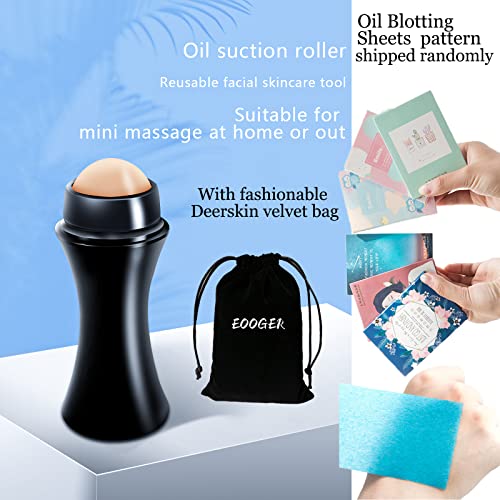 Oil-Absorbing Volcanic Face Roller, Reusable Face Roller Skin Care Facial Skin Care Tools, Oil Control Face Roller Stone, Suitable For Female Girls Makeup Massage Beauty Accessories(Black Set) - Morena Vogue