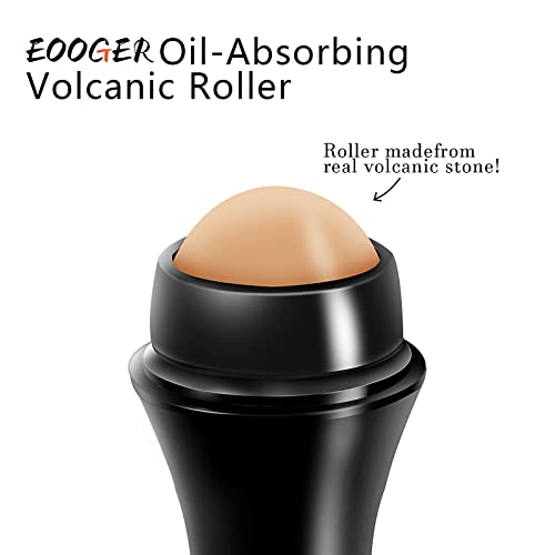 Oil-Absorbing Volcanic Face Roller, Reusable Face Roller Skin Care Facial Skin Care Tools, Oil Control Face Roller Stone, Suitable For Female Girls Makeup Massage Beauty Accessories(Black Set) - Morena Vogue