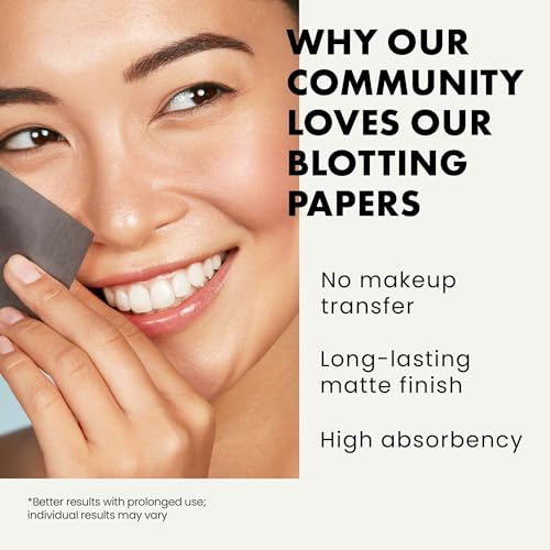 Oil Blotting Sheets for Face, Activated Bamboo Charcoal Blotting Paper for Oily Skin Control, Compatible with Oil Absorbing Roller, 100 Oil Absorbing Sheets for Face, Oily Skin, Facial Oil Wipes - Morena Vogue