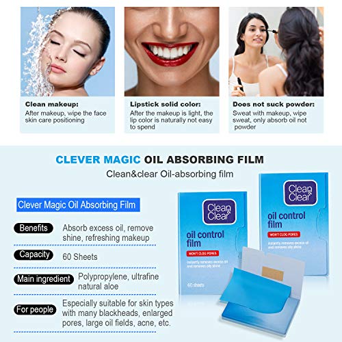 Oil Control Film Replacment for Clean & Clear Oil-Absorbing Sheets,2 Pack(total 120sheets)Oil Blotting Sheets For Face,9%Larger Makeup Friendly High-performance Handy Face Blotting Paper for Oily Skin - Morena Vogue