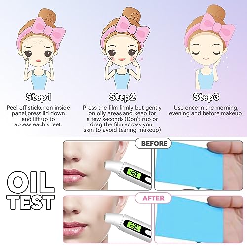 Oil Control Film Replacment for Clean & Clear Oil-Absorbing Sheets,5pack(total 300sheets)Oil Blotting Sheets for Face,9% Larger,Makeup Friendly High-performance Handy Face Blotting Paper for Oily Skin - Morena Vogue