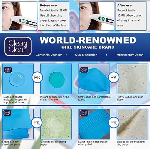 Oil Control Film Replacment for Clean & Clear Oil-Absorbing Sheets,5pack(total 300sheets)Oil Blotting Sheets for Face,9% Larger,Makeup Friendly High-performance Handy Face Blotting Paper for Oily Skin - Morena Vogue