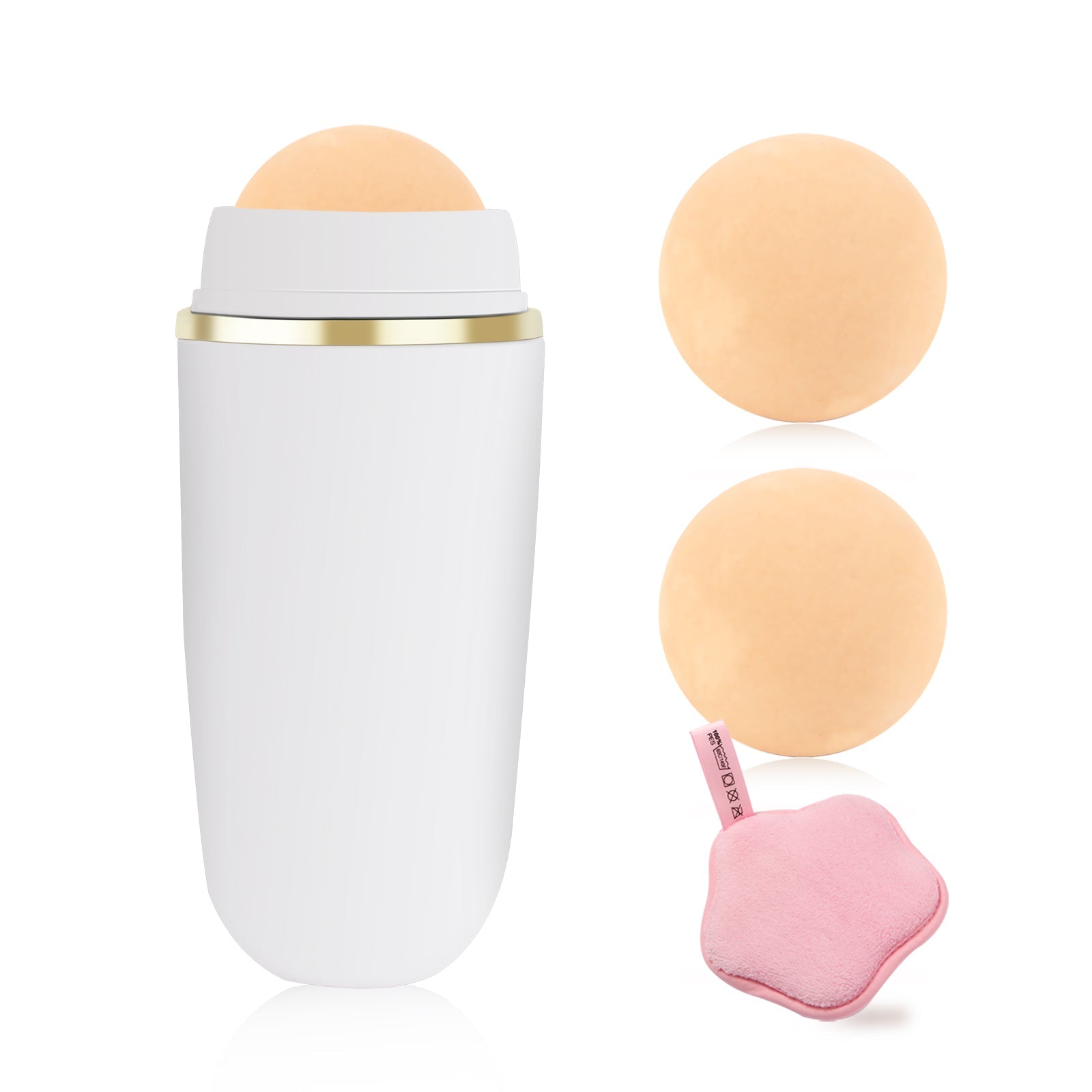 Oil Control On The Go, Oil Absorbing Volcanic Roller with Two Replaceable Volcanic Ball and Cleaning Sponge, Reusable Portable Oil Control Roller, Oil Control Blotting Tool - Morena Vogue