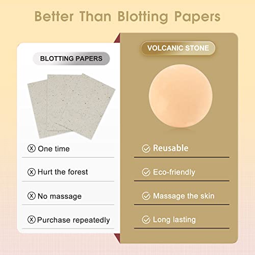 Oil Control On The Go, Oil Absorbing Volcanic Roller with Two Replaceable Volcanic Ball and Cleaning Sponge, Reusable Portable Oil Control Roller, Oil Control Blotting Tool - Morena Vogue