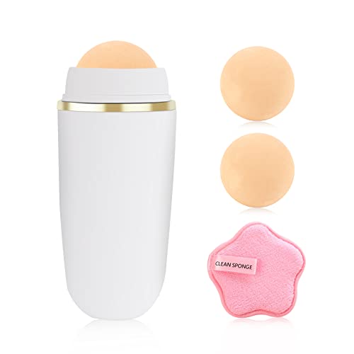 Oil Control On The Go, Oil Absorbing Volcanic Roller with Two Replaceable Volcanic Ball and Cleaning Sponge, Reusable Portable Oil Control Roller, Oil Control Blotting Tool - Morena Vogue