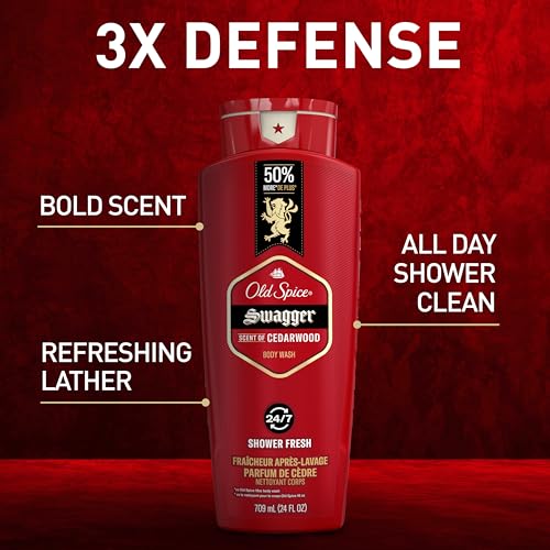 Old Spice Red Collection Swagger Scent with Cedarwood, Men's Body Wash, 24 oz (Pack of 2) - Morena Vogue