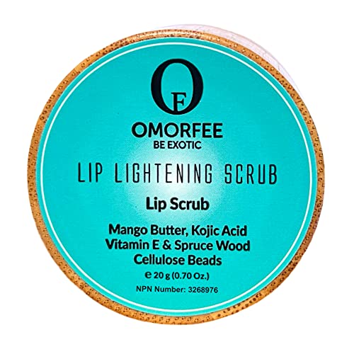 Omorfee 100% Organic Lip Lightening Scrub, Vegan Lip Exfoliator & Moisturizer, Gentle Overnight Lip Mask Treatment, With Kojic Acid, Vitamin E & Natural Beads for Dull, Dry & Dark Lips- 20g/0.70Oz - Morena Vogue