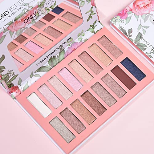 ONLYBETTER Vegan Eyeshadow Palette, Nude Eyeshadow Palette, 16 Shades Organic Eyeshadow palette high pigmented eyeshadow palette Colorful Eyeshadow Palette Long Lasting Nude Eyeshadow Shimmer Palette - Morena Vogue