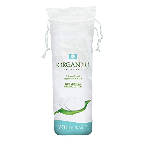 Organyc 100% Organic Cotton Rounds - Biodegradable Cotton, Chemical Free, For Sensitive Skin (70 Count) - Daily Cosmetics. Beauty and Personal Care - Morena Vogue