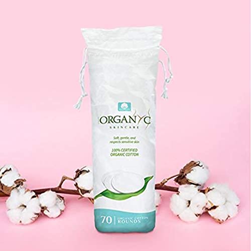 Organyc 100% Organic Cotton Rounds - Biodegradable Cotton, Chemical Free, For Sensitive Skin (70 Count) - Daily Cosmetics. Beauty and Personal Care - Morena Vogue