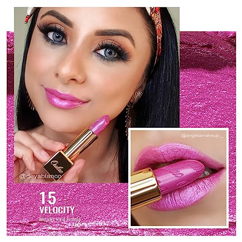 Oulac Pink Lipstick for Women with Metallic 3D Shine Lightweight Hydrating Formula, High Impact Lip Color, Vegan & Gluten Free Beauty, Full Coverage Lip Makeup, Velocity(15) - Morena Vogue
