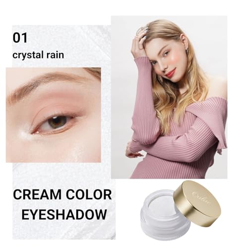 Oulac Shimmer White Cream Eyeshadow-Eyeshadow Prime| as Highlighter Waterproof & Long Lasting Glitter Eyeshadow Natural Color Eye Shadow for Women 6g (01) - Morena Vogue