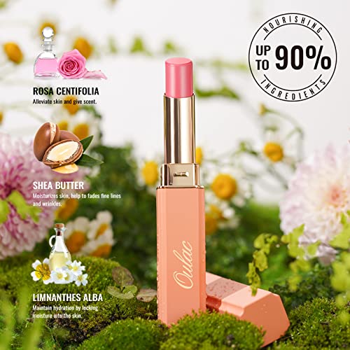 Oulac Warm Pink Shine Lipstick - Moisturizing Lip Stick Glossy Tinted Lip Balm, Sheer Shine Juicy Finish, Lightweight and Hydrating Formula for Dry Lip Care, Vegan 2.2g/0.07oz (07) - Morena Vogue