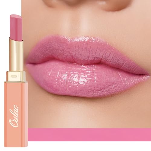 Oulac Warm Pink Shine Lipstick - Moisturizing Lip Stick Glossy Tinted Lip Balm, Sheer Shine Juicy Finish, Lightweight and Hydrating Formula for Dry Lip Care, Vegan 2.2g/0.07oz (07) - Morena Vogue