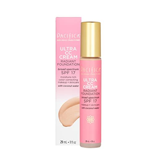 Pacifica Beauty Ultra CC Cream Radiant Foundation with Broad Spectrum SPF 17, Warm/Light Color, 100% Vegan & Cruelty Free, 1 Fl Oz - Morena Vogue