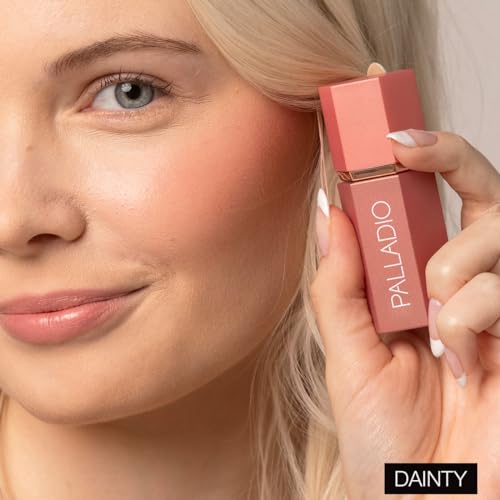 Palladio Liquid Blush for Cheeks & Lips 2-in-1 Makeup Face Blush, Weightless Cream Formula, Smudge Proof Long-Wearing Pigmented Blush, Natural Look Makeup Face Blushes, Shimmer Finish, Dainty - Morena Vogue