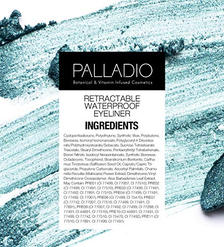 Palladio Retractable Waterproof Eyeliner, Richly Pigmented Color and Creamy, Slip Twist Up Pencil Eye Liner, Smudge Proof Long Lasting Application, All Day Wear, No Sharpener Required, Pure Black - Morena Vogue