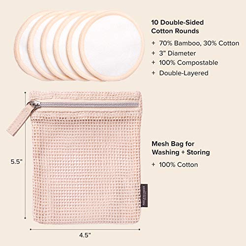 Paula's Choice Reusable Makeup Remover Pads, Eco-Friendly Cotton & Bamboo Rounds for Toner & Exfoliants, Includes Washable Bag for Laundry & Storage, 10 Count - Morena Vogue