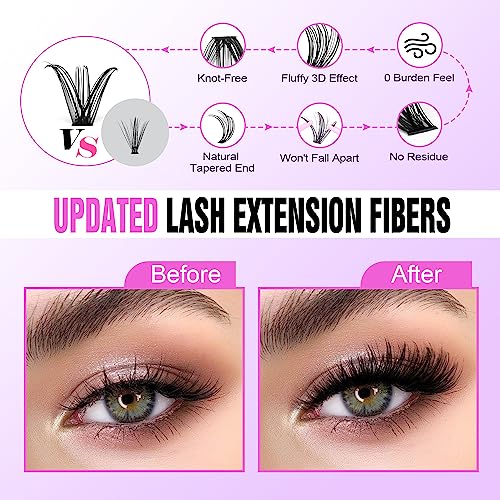 Pawotence Lash Extension Kit DIY 280pcs Lash Clusters Eyelash Extension Kit, 9-16mm Mix 30D 40D Curl Individual Lashes Kit with Lash Bond and Seal Lash Tweezers for Self Use(30D&40D-0.07D-9-16MIX KIT) - Morena Vogue