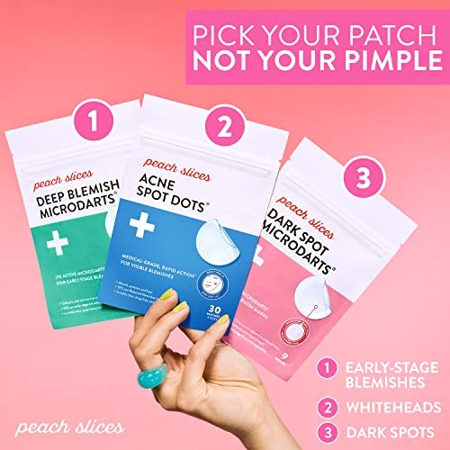 Peach Slices | Acne Spot Dots | Hydrocolloid Acne Patches | For Zits, Blemishes, & Breakouts | Vegan | Cruelty-Free | Pimple Patches | Facial Skin Care Products | 3 Sizes (7mm, 10mm, & 12mm) | 30 Ct - Morena Vogue