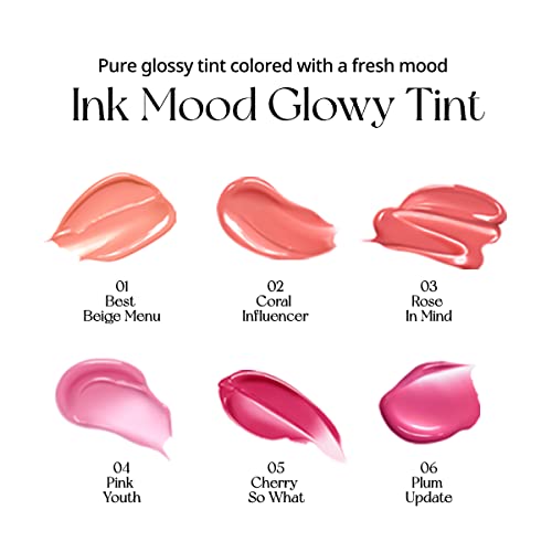 Peripera Ink Mood Glowy Tint, Lip-Plumping, Naturally Moisturizing, Lightweight, Glow-Boosting, Long-Lasting, Comfortable, Non-Sticky, Mask Friendly, No White Film (03 ROSE IN MIND) - Morena Vogue