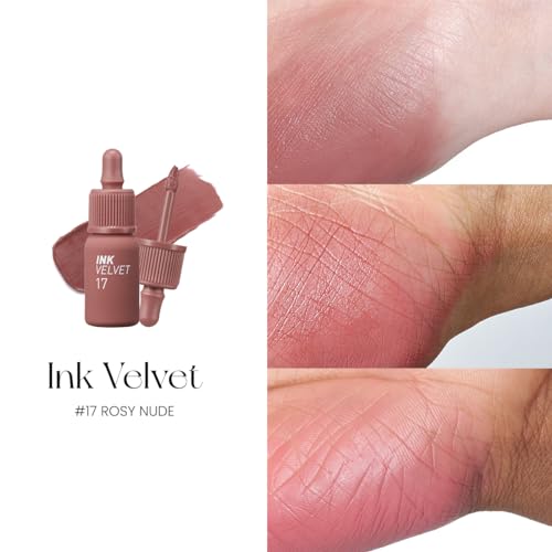 Peripera Ink the Velvet Lip Tint, High Pigment Color, Longwear, Weightless, Not Animal Tested, Gluten-Free, Paraben-Free (017 ROSY NUDE) - Morena Vogue