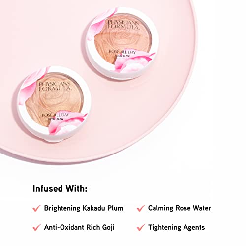 Physicians Formula Rosé All Day Highlighter Blush Face Powder, Shimmer Petal Glow, Pink Soft Petal, Dermatologist Tested, Clinicially Tested - Morena Vogue