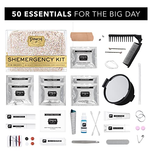 Pinch Provisions Shemergency Kit for Brides, Includes 50 Must-Have Emergency Essential Items for The Big Day, Mid-Size Multi-Functional Pouch, Perfect Survival Kit for Wedding Day - Morena Vogue