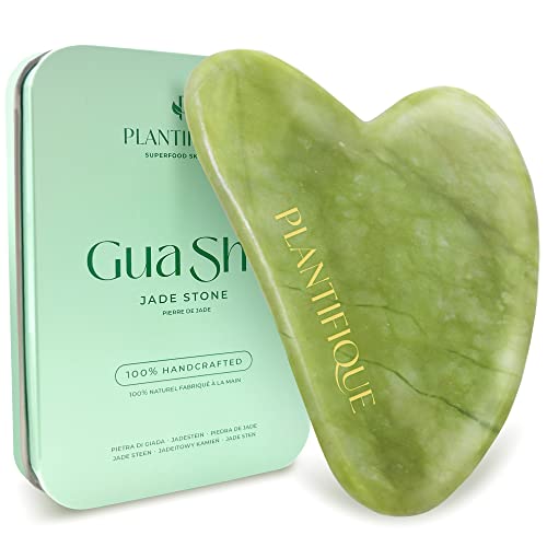 PLANTIFIQUE Gua Sha Facial Tools - Massage Tool - Jawline Sculptor - Face Sculpting Tool for Your Skincare Routine - Jade Gua Sha - Morena Vogue