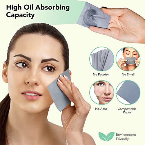 Premium Natural Bamboo Charcoal Oil Blotting Sheets for Face - 1x100 Sheets with Extra Large 5x3" Thick Blotting Paper for Oily Skin - Dispensable Portable Pack - Reduce Skin Acne - Makeup Friendly - Morena Vogue