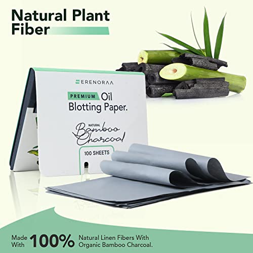 Premium Natural Bamboo Charcoal Oil Blotting Sheets for Face - 1x100 Sheets with Extra Large 5x3" Thick Blotting Paper for Oily Skin - Dispensable Portable Pack - Reduce Skin Acne - Makeup Friendly - Morena Vogue