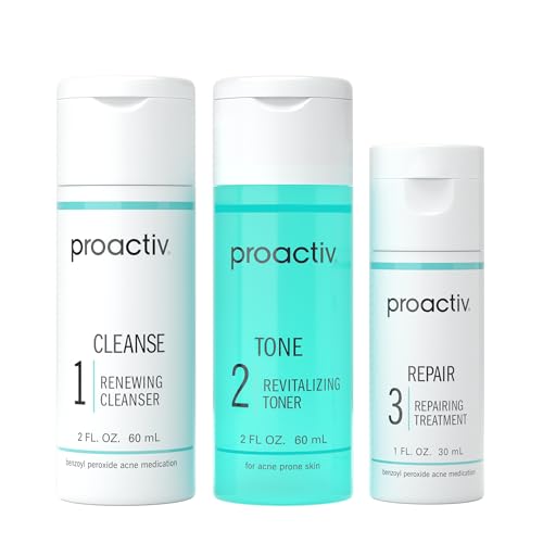 Proactiv 3 Step Acne Treatment - Benzoyl Peroxide Face Wash, Repairing Acne Spot Treatment for Face and Body, Exfoliating Toner - 30 Day Complete Acne Skin Care Kit - Morena Vogue