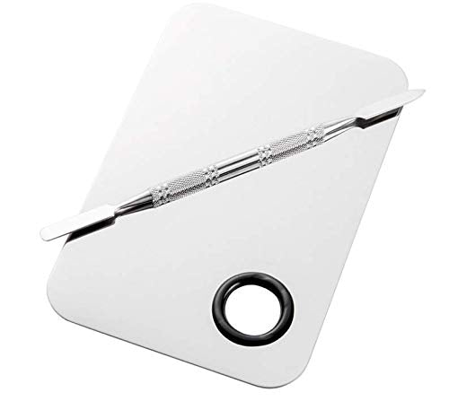 Professional Pro Stainless Steel Makeup Palette Cosmetic Palette with Spatula Tool Makeup Art Tool For Nail Art Eye Shadow Eyelash Makeup Professional Pigment Blending（6 x 4 Inch Sliver） - Morena Vogue