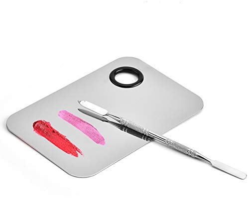 Professional Pro Stainless Steel Makeup Palette Cosmetic Palette with Spatula Tool Makeup Art Tool For Nail Art Eye Shadow Eyelash Makeup Professional Pigment Blending（6 x 4 Inch Sliver） - Morena Vogue