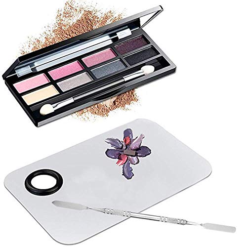 Professional Pro Stainless Steel Makeup Palette Cosmetic Palette with Spatula Tool Makeup Art Tool For Nail Art Eye Shadow Eyelash Makeup Professional Pigment Blending（6 x 4 Inch Sliver） - Morena Vogue